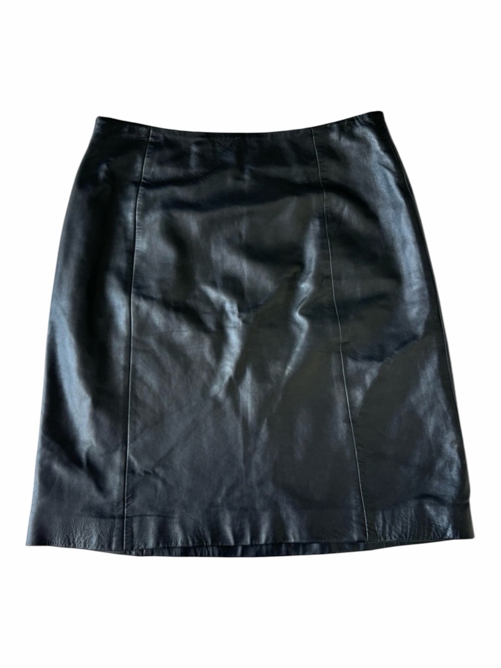✅ Alfani black genuine leather pencil skirt size 6